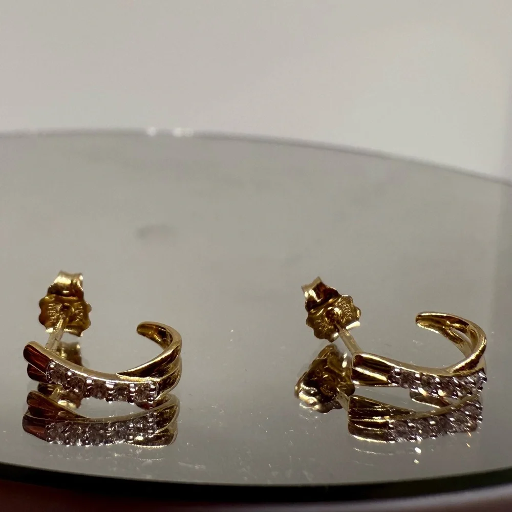Solid 10K Gold Diamond Earrings